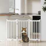 Yaheetech Dog Gate 36" H Extra Large Freestanding Pet Gate 3-Panel Wooden Dog Fence with 2 Support Feet Folding Dog Gate for Indoor, Stairs, Doorways, Halls, Kitchen Pet Barrier White, 60" L x 36" H Yaheetech
