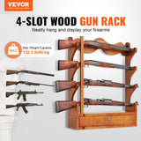 VEVOE Gun Rack, Wood Gun Rack Wall Mount, Gun Display Rack Holds 4 Rifles, Shotguns, 132 lb Heavy Duty Wall Storage Display Rifle Rack with Soft Padding VEVOR