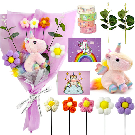 YOFUN Unicorns Gifts for Girls - Create Your Own Unicorn Flower Bouquet Craft Kit, DIY Toys for Girls Ages 6-12, Graduation & Birthday Gift Ideas for Daughter, Niece, Granddaughter (Unicorn) Y YOFUN