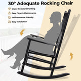 MAMIZO Outdoor Rocking Chair Set 3-Piece, Rocking Chair Patio Set of 2 with Side Table, with High Back,Indoors or Outdoor Wooden Rocking Chair, Easy to Assemble for Porch, Patio, Garden,Lawn, Balcony MAMIZO