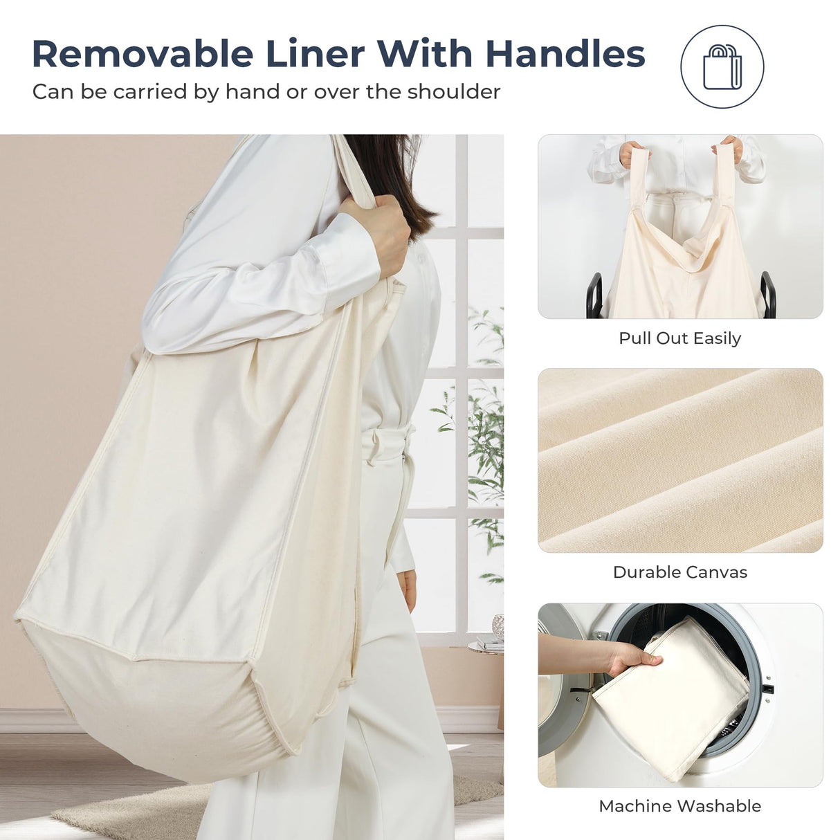 STO STO Laundry Hamper 3 Section, 120L Rolling Laundry Sorter Cart with Removable and Washable Liner Bag, Rolling Clothes Hamper with Metal Handle for Laundry Room and Bedroom STO STO