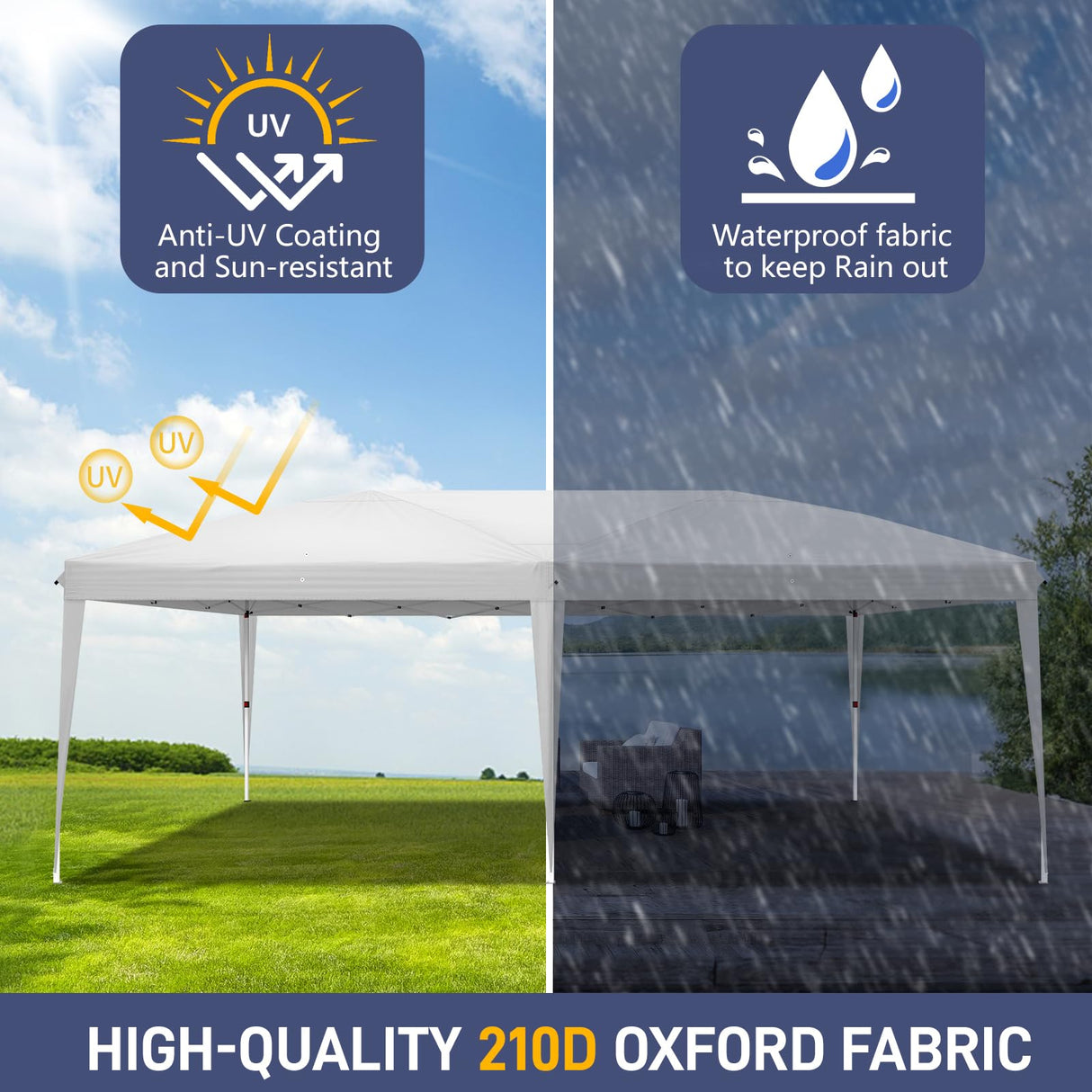Outvita 10x20ft Ez Pop Up Outdoor Canopy Tent, Portable Commercial Instant Tent with Carry Bag for Party Wedding Birthday BBQ Events Outvita