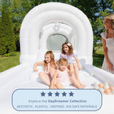 Bounceland Daydreamer Cloud Bounce House w/Ball Pit, Neutral Bouncer with Slide, 11.8 ft L x 6.9 ft W x 5.9 ft H, UL Blower Included, Basketball Hoop, 30 Pastel Plastic Balls, Trendy Bouncer for Kids Bounceland