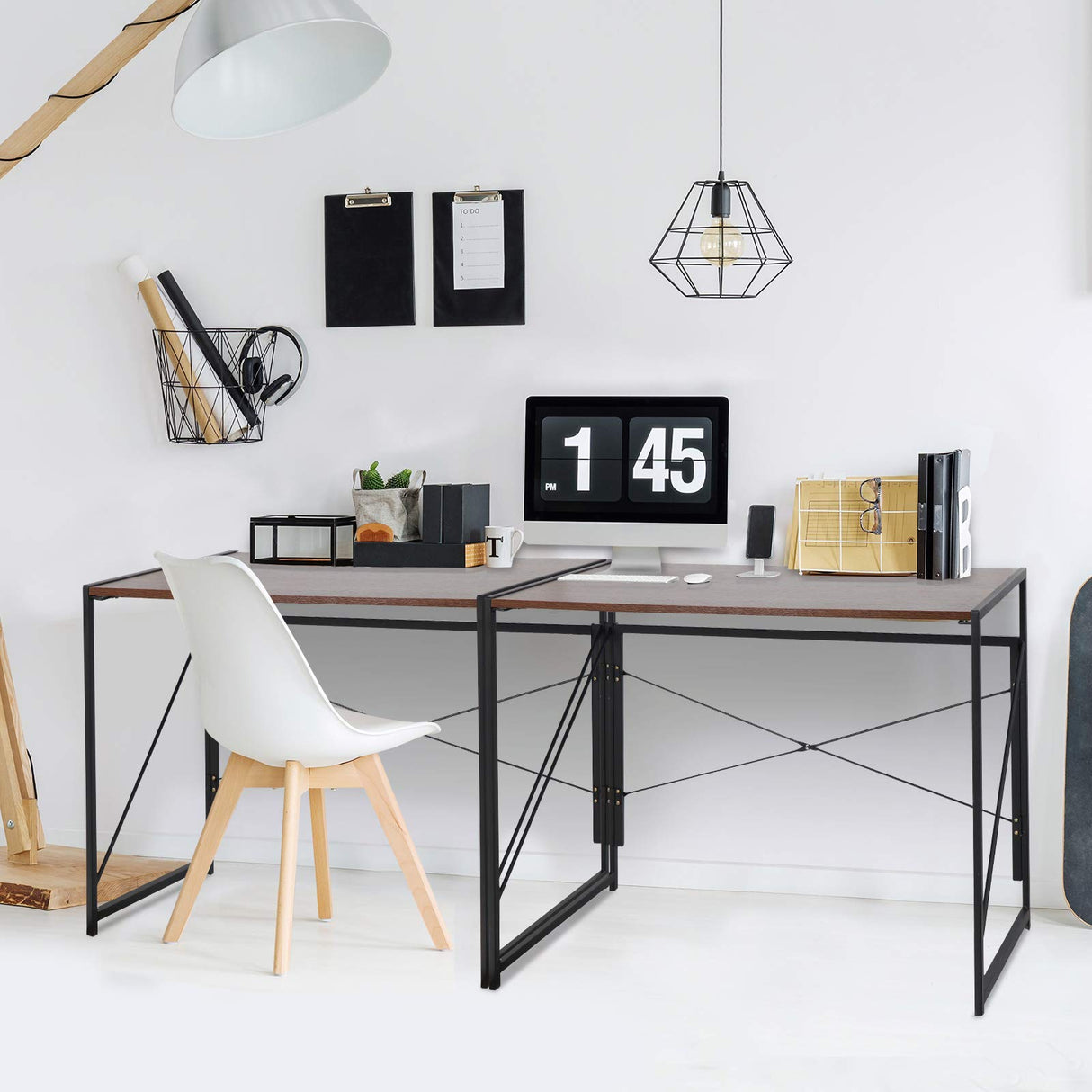 ZenStyle Folding Computer Desk, Writing Study Desks for Home Office, Corner Laptop Gaming Folding Table with Metal Frame, 39 Inches,Brown ZenStyle