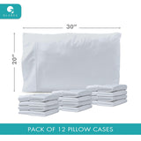 Queen White Pillow Cases Set of 6 - Bulk 12 Pack with Envelope Closure - Soft Microfiber Material for Comfortable Sleep, Sublimation and Air BnB Essentials Glarea