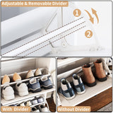 VOWNER Shoe Cabinet with 2 Flip Drawers, Narrow Shoe Storage Cabinet with Drawer, Shoe Cabinet Organizer for Entryway, Hallway, White VOWNER