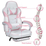 ARTETHYS Gaming Chair, Ergonomic High Back Racing PU Leather Computer Chair with Adjustable Footrest, Headrest and Lumbar Support and 90 to 150 Degree Tilt Pink ARTETHYS