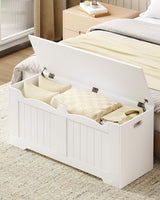 Hzuaneri 43.3" Storage Chest, Extra Large Storage Trunk with 2 Safety Hinges, Lift-Top Bench Box, Wooden Chest Organizer, Shoe Bench for Entryway, Bedroom, Living Room, White SB25503X Hzuaneri