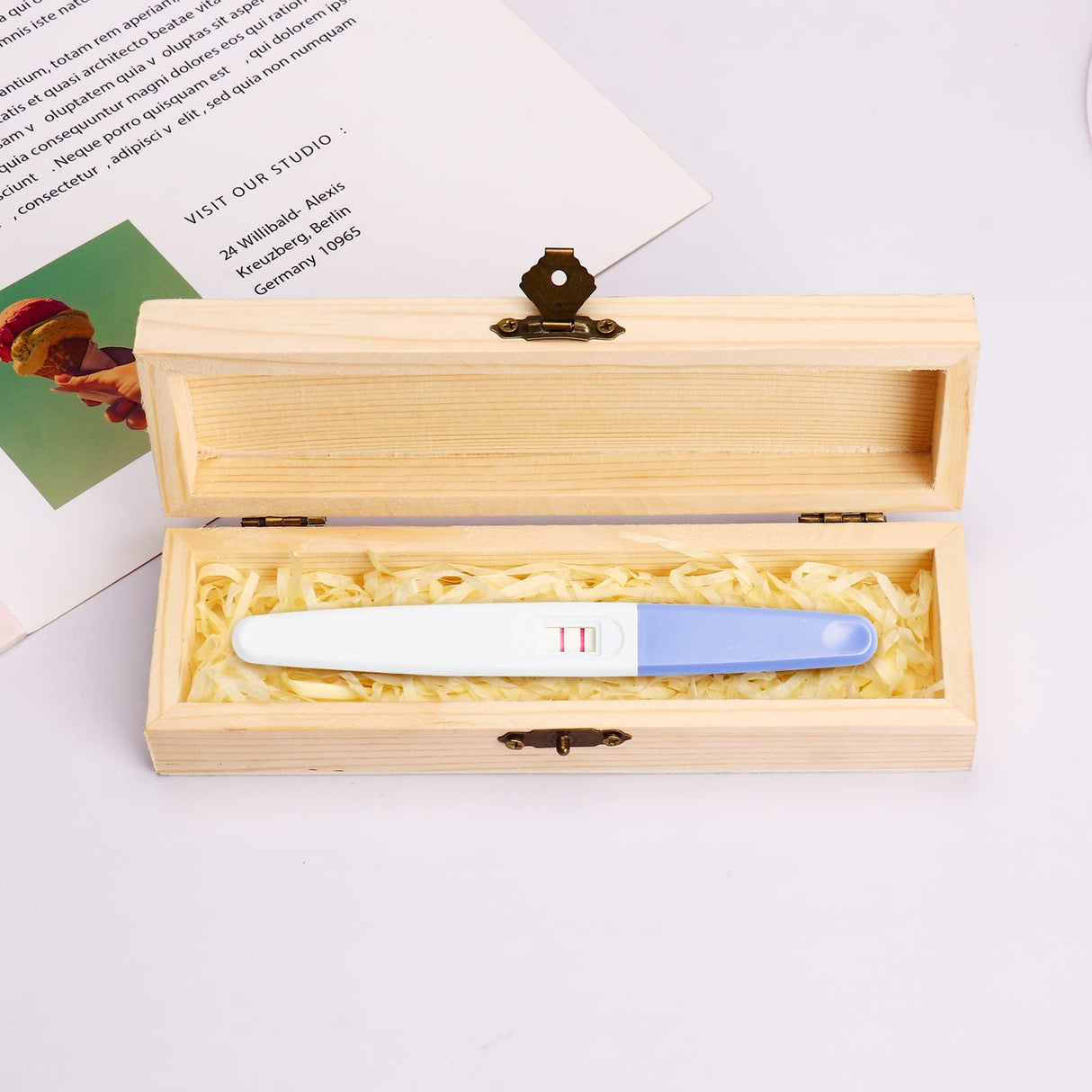 Personalized Wooden Pregnancy Test Keepsake Box,Sinseike Custom Name Baby Annouced Box (Personalized) Sinseike