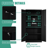 Waqiv 71" Metal Storage Cabinet with 5 Shelves, Steel Tall Large Space Office Locker with 2 Doors, Locking Tool Storage Cabinet for Home Office,Garage,Gym,Pantry,School Waqiv