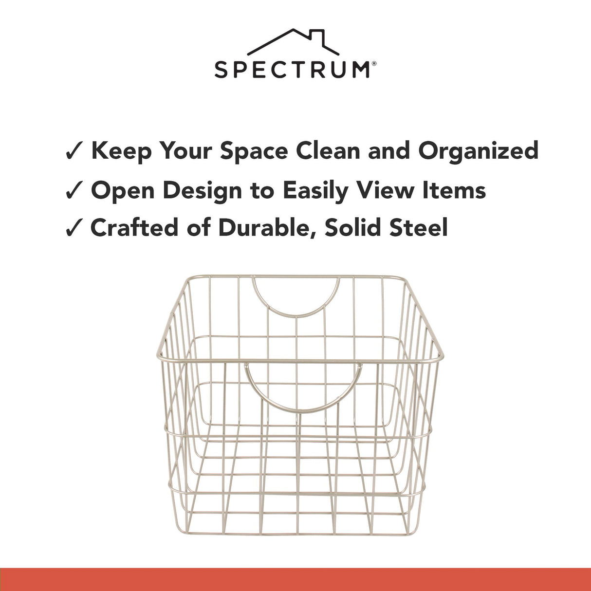 Spectrum Utility Wire Baskets for Organizing - Sturdy Steel Metal Basket Storage Organizer Bin with Handle - Open Wire Storage Baskets for Kitchen Pantry, Cabinets, Closet & Garage Shelves Spectrum Diversified