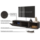 Atelier Mobili Black Floating TV Stand, TV Stand 65 Inch, Floating Entertainment Center for 80 inch TV, Black TV Cabinet, Floating TV Shelf Under TV, Media Console ATELIER MOBILI THE LEADER OF THE INTERCHANGEABLE FURNITURE