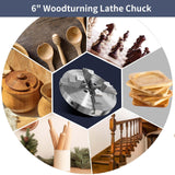 NNBWKIXI 6 Inch Wood Lathe Chuck Set 4 Jaws Self-Centering Lathe Chucks Thread 1 x 8TPI Lathe Chuck for Woodturning NNBWKIXI