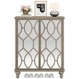 Tribesigns Mirror Shoe Cabinet, 5-Tier Large Modern Shoe Organizer Cabinet with Doors, Wooden Shoe Storage Cabinet for Entryway, Freestanding 25-Pair Shoe Rack, Light Brown (Decal Mirror) Tribesigns