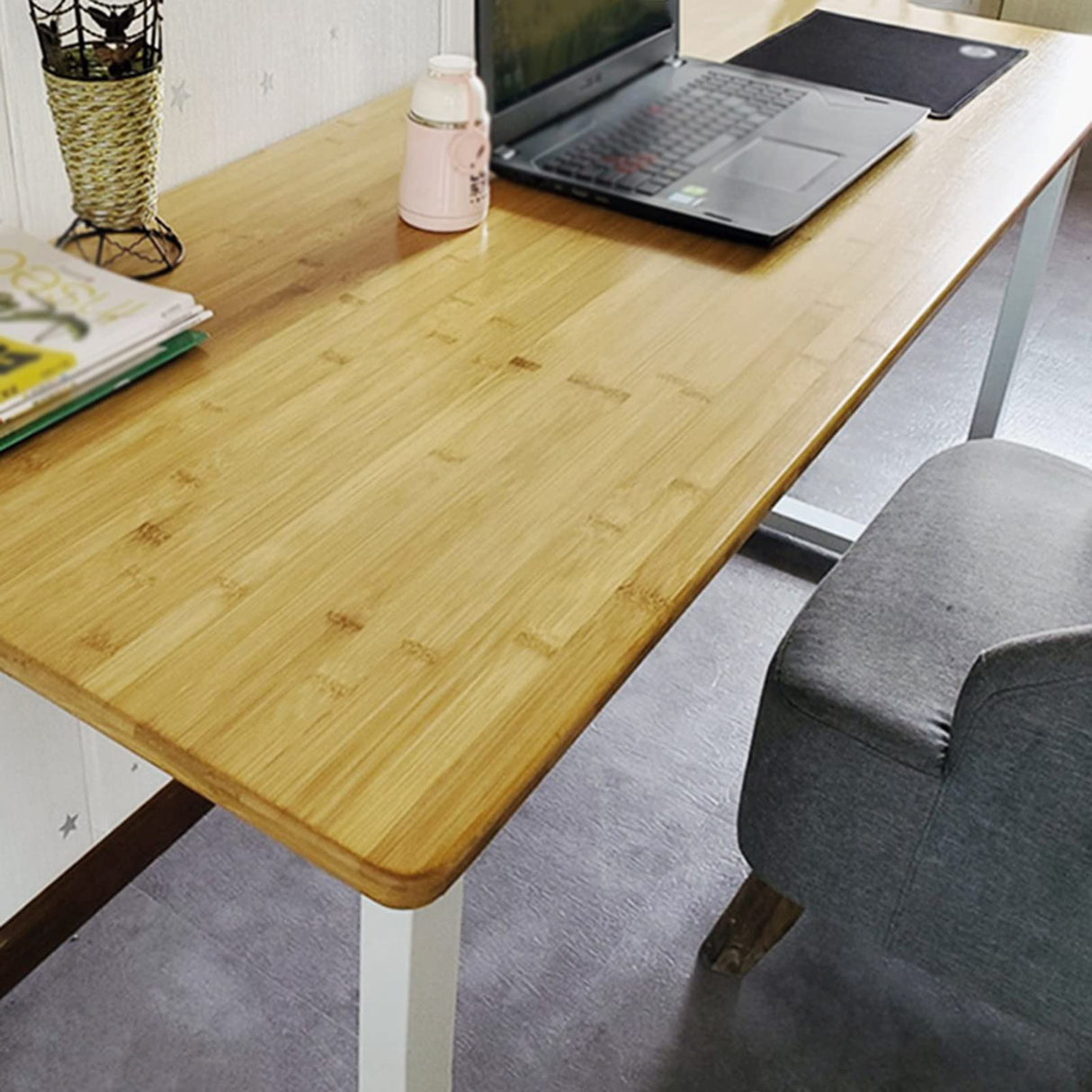 PFCDZDU Bamboo Universal Table Top, Waterproof One-Piece 2cm Thick Tabletop, Rustic Slab Desk Countertop for Home Office, 23 Sizes (Color : Wood Colour, Size : 60x30x2cm) PFCDZDU