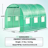 KANAGAWA 10'x7'x 7' Walk-in Tunnel Greenhouse with Watering System Heavy Duty Portable Green House Protect Gardening Plants 1 Zipper Mesh Door, 6 Roll-up Windows, Thickened galvanised steel,Green KANAGAWA