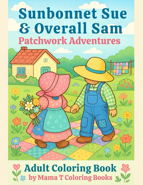 Sunbonnet Sue and Overall Sam Patchwork Adventures Adult Coloring Book: Vintage Quilt Coloring Pages with Sunbonnet Sue and Sam – Folk Art Scenes of ... Books: A Collection of Artful Escapes) Majosta