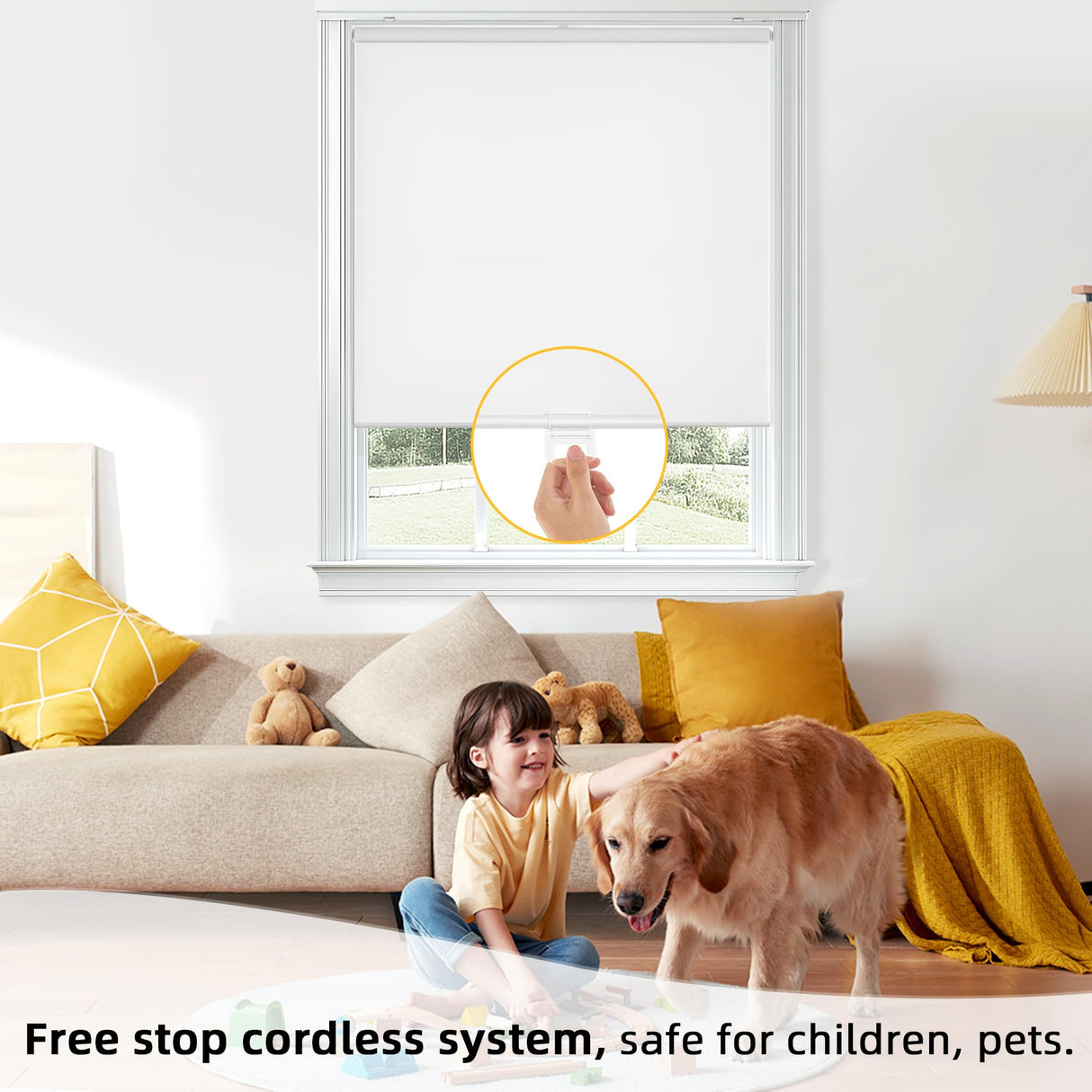 ChrisDowa Cordless Free-Stop 100% Blackout Blinds for Windows, Roller Windows Shades with Thermal Insulated, UV Protection Fabric for Living Room, Office and Home. Easy to Install.White,20" W X 72" H ChrisDowa
