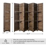 Partition Room Dividers, Folding Wood Privacy Screen with Three Display Shelves Suitable for Home Office, Study, Art Display - 6 Panel, 67 * 77inch (Brown) Svimi