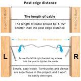 Steel DN Mate 70 Pack T316 Stainless Steel Right&Left Handed Thread Swage Lag Screws for Wood Post of 1/8" Steel Cable Railing Kit, Cable Railing Hardware, DIY Wood Baluster, Wrench Included DM35 Steel DN Mate