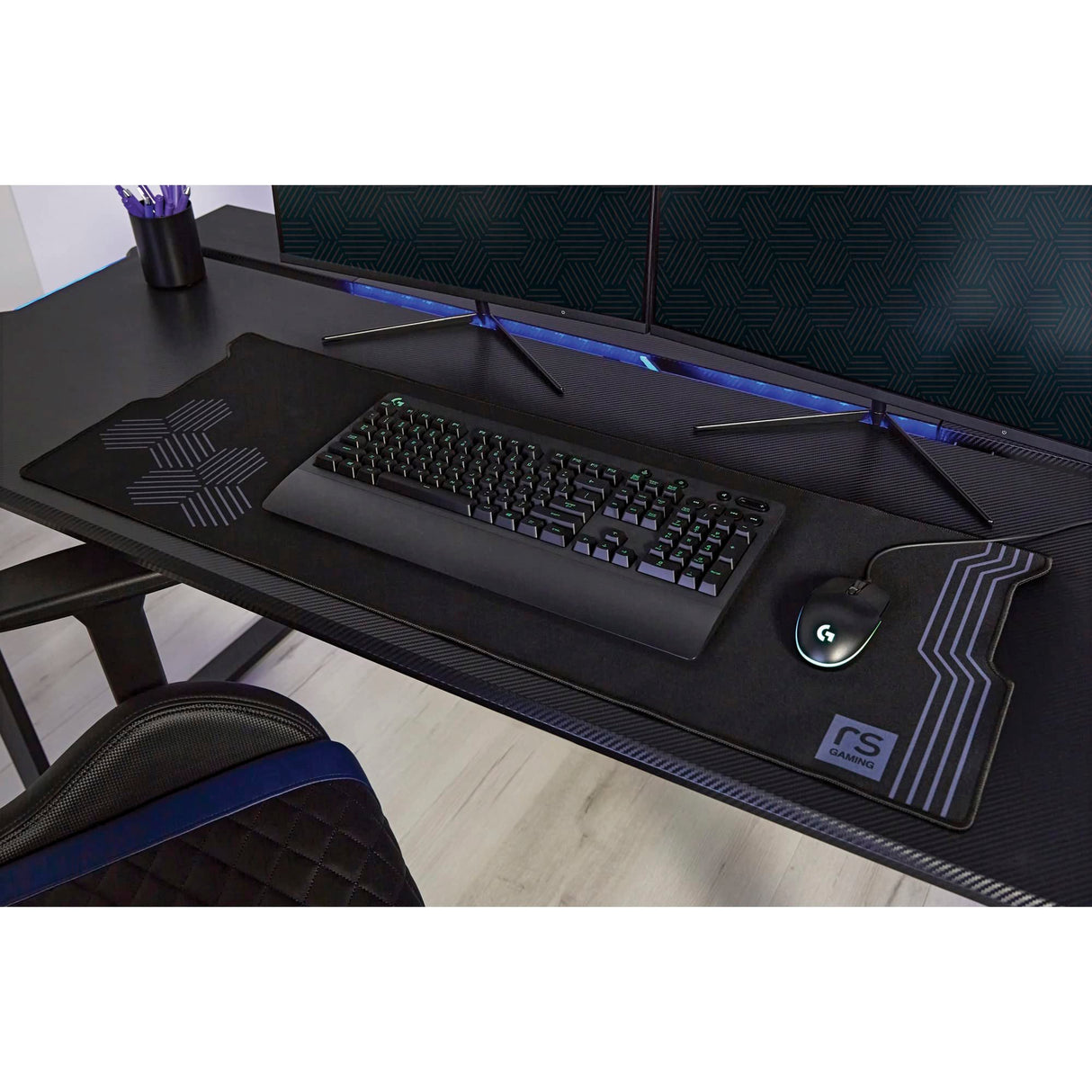 RS Gaming™ Mergence 60"W RGB Gaming Computer Desk With 10 Acoustic Panels, Black RS Gaming