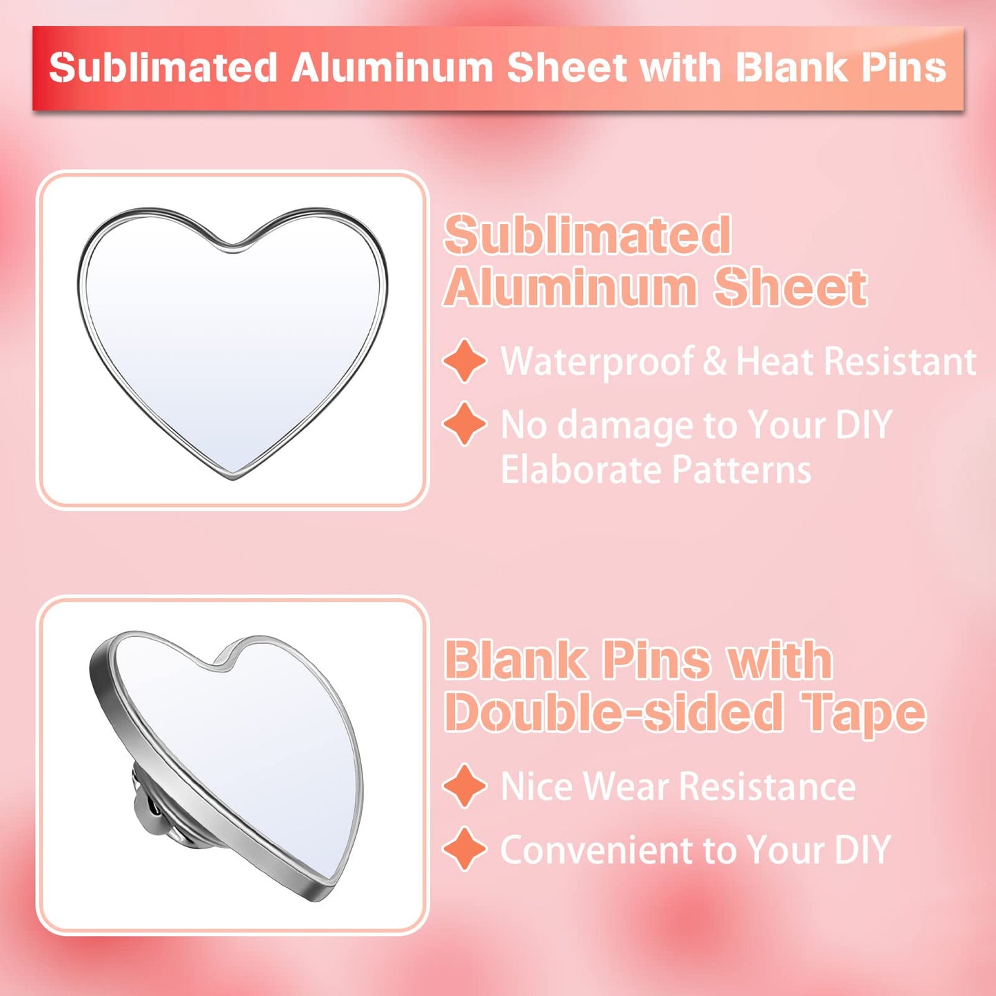 30 Pcs Sublimation Blank Pins DIY Button Badge Kit Sublimation Silver Blank Aluminum Sheet with Butterfly Pin Backs for DIY Craft Jewelry Lapel Making Supplies Valentines Day Gift(Heart, 0.75)