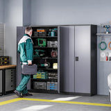 Letaya Metal Garage Storage Cabinets with Lock Door and Adjustable Shelves, Steel Tool Cabinets for Home,Office,Warehouse Organisieren (Black Grey, 72" H) Letaya