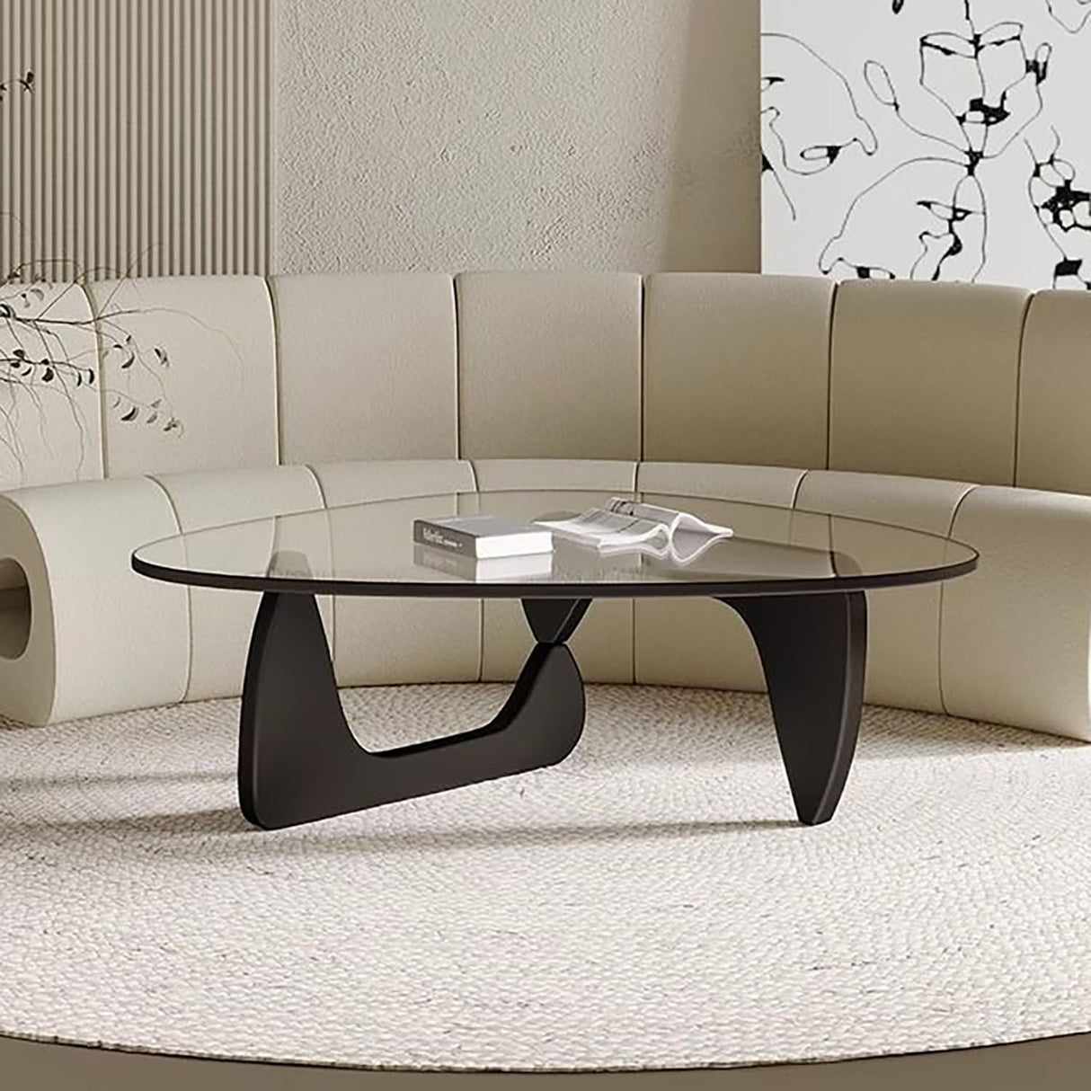 Modern Glass Coffee Table, Mid Century Small Coffee Table, Coffee Table for Living Room,Suitable for Bedroom Living Room Reception Office Tables (Black/Transparent, Small) LZYFY