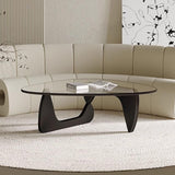 Modern Glass Coffee Table, Mid Century Small Coffee Table, Coffee Table for Living Room,Suitable for Bedroom Living Room Reception Office Tables (Black/Transparent, Small) LZYFY