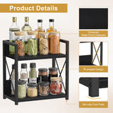 Giikin Countertop Organizer, 2 Tier Coffee Station Organizer for Desktop, Wood Counter Shelf Spice Rack for Kitchen (Black, M) Giikin