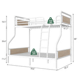 Jocoevol Metal Bunk Bed Twin Over Full, Industrial Bunkbeds Heavy Duty Bed with Safety Guard Rails and Space-Saving Design, Steel Bed for School, Bedroom (White) Jocoevol