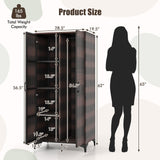 Giantex Wicker Storage Cabinet, 62” Tall Pantry Cabinet with 2 Doors, Hanging Rod, 4 Storage Cubes, Metal Legs, Anti-Tipping Device, PE Rattan Storage Cabinet for Home Office, Garage Cabinets (Brown) Giantex