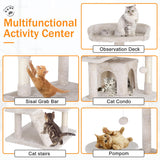 XXkseh Cat Tree 54 Inches Cat Tower for Indoor Cats Multi-Level Cat Condo with Litter Box Enclosure,Scratching Posts for Indoor Cats (Beige)… XXkseh