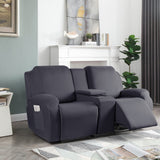 TAOCOCO Reclining Loveseat with Middle Console Slipcover, 4 Piece Polyester Fabric Stretch Loveseat Reclining Sofa Covers (Gray, 2 Seat Recliner Cover with Console) TAOCOCO