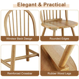 Safeplus 18" Oak Dining Chairs Set of 4, Wood Windsor Chair with Spindle Back for Country Farmhouse Kitchen Island Safeplus
