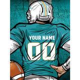 Weadatty Custom Football Diamond Painting with Name and Number,Customized Sports Fan Jersey Painting,Personnalized Football Player Diamond Art for Home Decor (Miami Marine-Blue) Weadatty
