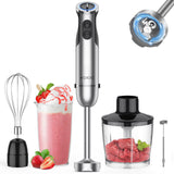 KOIOS Immersion Hand Blender, 5-in-1 Hand Blender with Entire Stainless Steel Blender Shaft, Full Copper Motor, Built in 12 Speed Turbo Stick Blender, Handheld blender for Baby food, Smoothies, Soups KOIOS