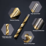 TICONN 99PCS Titanium Coated Drill Bit Set, 135 Degree Tip HSS Bits Kit with Storage Case for Aluminum, Copper, Soft Alloy Steel, Wood, Plastic Size from 1/16" to 3/8" TICONN