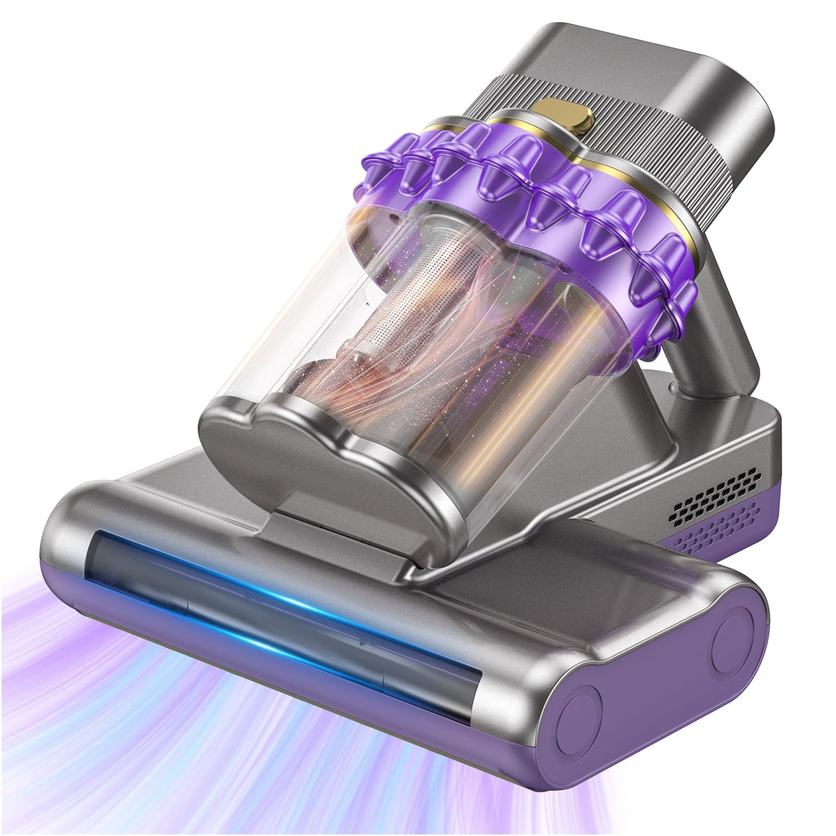 AUXCO Mattress Vacuum Cleaner, Bed Vacuum Cleaner with 16Kpa Suction, UV-C Light & 15000 Rpm/Min Dual Brushroll Rotation, HEPA Filter Powerful Double-Cup Mattress Vacuum for Bed/Carpets/Fabric Surface AUXCO