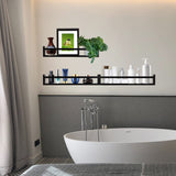 AZSKY Classic Nursery Book Shelves Black Wooden Floating Shelves Wall Bookshelf for Bathroom Decor Kitchen Spice Rack Organizer Kids Room 24 Inch Set of 3 AZSKY