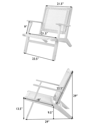 Patio Sense 63635 Vega Natural Stain Outdoor Chair Acacia Wood Construction Woven Web Seat Mid Century Design Comfortable Reclining Armchair Patio Lawn Garden Backyard Deck - Gray Cording - WoodArtSupply