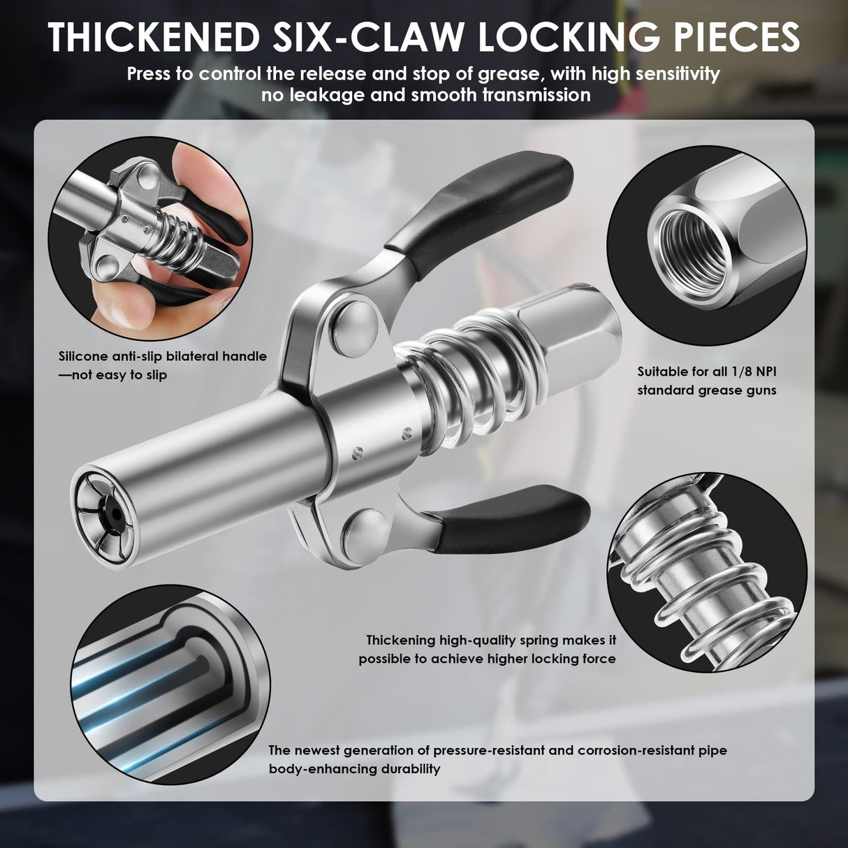 ATIVERE Electric Grease Gun Drill Adapter with 14 OZ Load, Locking Grease Gun Coupler, 12 Inch High Pressure Hose, Extension Rigid Pipe, Pneumatic Tool, Universal Conversion Gun Head ATIVERE