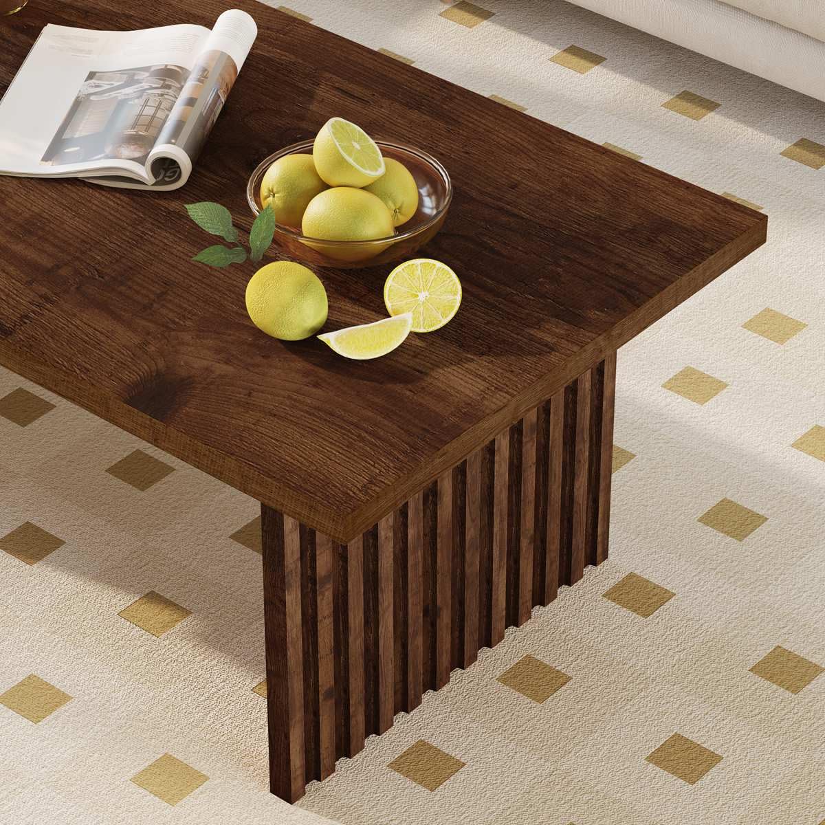 BON AUGURE Coffee Table for Living Room, Farmhouse Wood Center Table, Rectangle Mid-Century Living Room Table (Rustic Oak, 47Inch) BON AUGURE