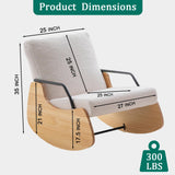 YOSHOOT Indoor & Outdoor Patio Rocking Chair, Outdoor Glider Recliner Chair, Wooden Boucle Rocking Chair, Outdoor Rocker Chair, Adjustable Backrest, for Outdoor Living Room Bedroom Office Garden YOSHOOT