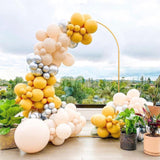 yumiaohe 7.2FT Metal Wedding Balloon Arch Stand Gold Stable Backdrop Stand Arch Frame for Birthday Party Bridal Baby Shower Christmas Ceremony Decoration yumiaohe