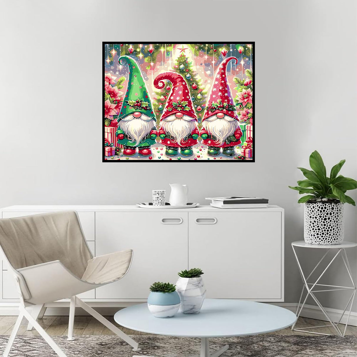 igoodom Paint by Numbers Kit for Adults – Christmas Gnome Adult Paint-by-Number on Canvas, DIY Acrylic Painting Set for Home Decor, 20x16in igoodom