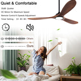 QUTWOB 60" Wood Ceiling Fans with Lights and Remote Control,Indoor Outdoor 3 Blades Wooden Ceiling Fan for Garage,Patio,Living Rooms,Bedrooms,Offices,Farmhouse(Black+Dark Walnut) QUTWOB