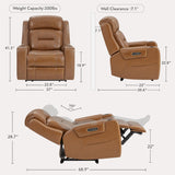 Watson & Whitely Genuine Leather Power Recliner Chairs for Adults, Lay Flat Recliner with Power Headrest, USB Ports and Cup Holders, Electric Reclining Chair for Living Room, Bedroom, Saddle Brown Watson & Whitely