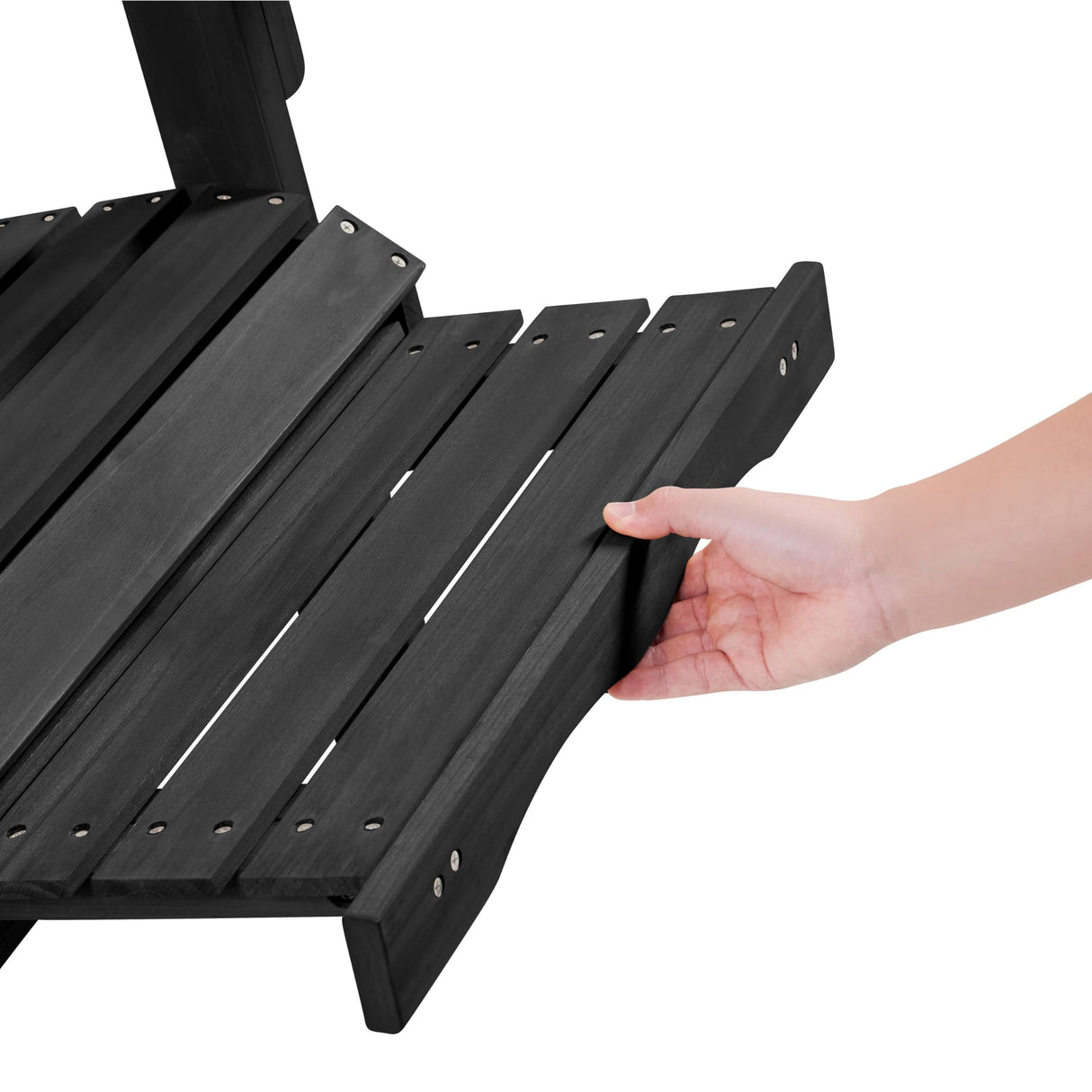 Yaheetech Folding Adirondack Chair Set of 2 with Retractable Ottoman 300lb Solid Wood Garden Chair, Fire Pit Lounge Chairs Weather Resistant Furniture for Garden/Yard/Patio/Lawn, Black Yaheetech