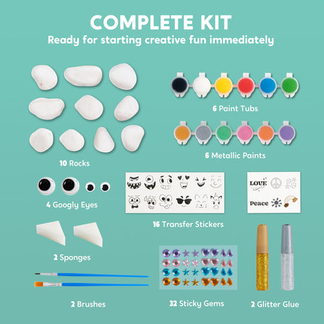 JOYIN Rock Painting Kit for Kids, Arts and Crafts for Girls & Boys Ages 6-12, DIY Supplies for Painting Rocks, Easter Craft Kits Art Set, Toddler Birthday Christmas Presents, Family Indoor Activity JOYIN